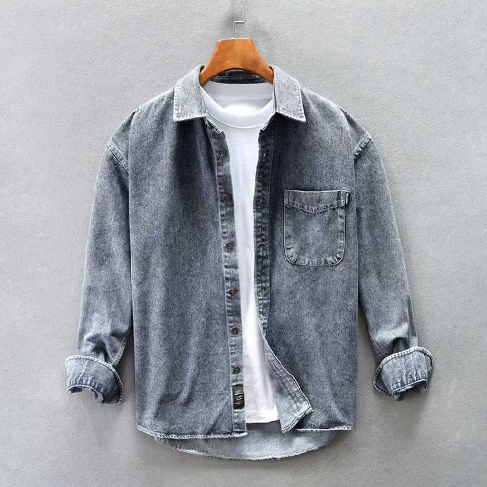 Stone-Washed Jacke Herren, lässig, vielseitig, Denim-Look, perfekt für Freizeit & Alltag